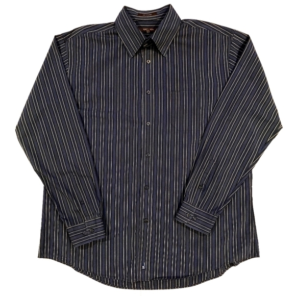 𝅺nordstrom Black & Blue Stripes Button-Up Dress Shirt - Picture 1 of 7